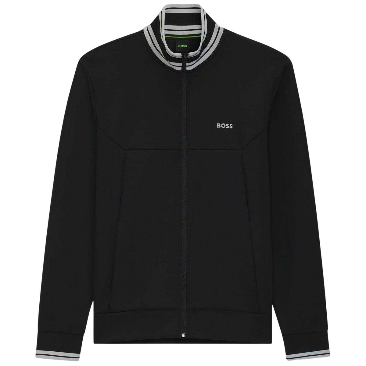 Black - Front - Boss Mens Embroidered Logo Regular Long-Sleeved Track Jacket