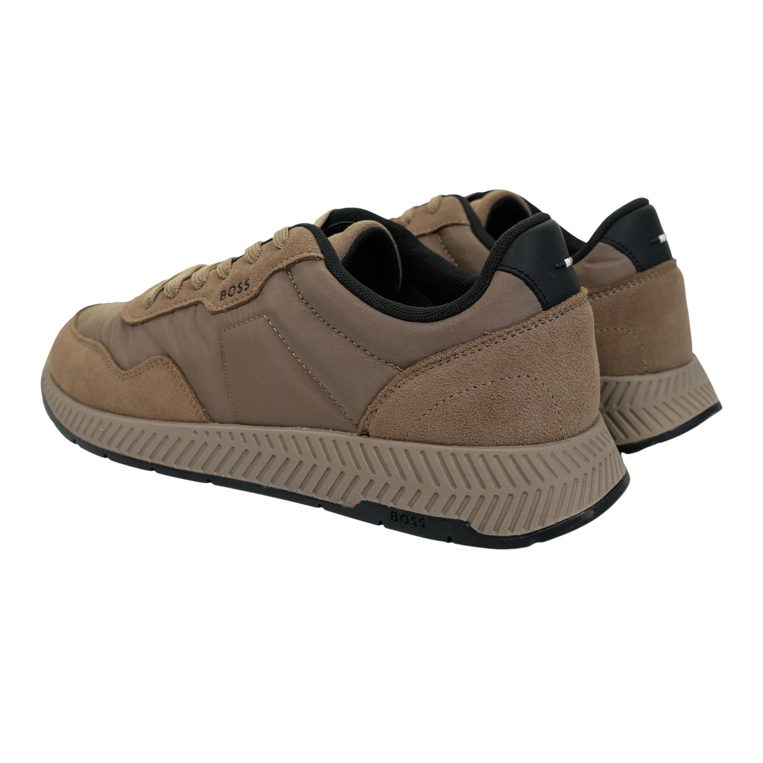Dark Beige - Back - Boss Mens Titanium Runn Sdnypa Dual Fabric Trainers