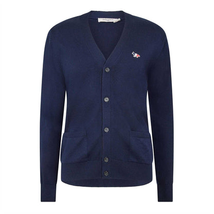 Navy - Front - Maison Kitsuné Unisex Adult Embroidered Patch Wool Cardigan