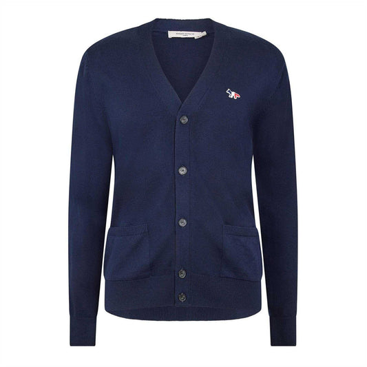 Navy - Front - Maison Kitsuné Unisex Adult Embroidered Patch Wool Cardigan