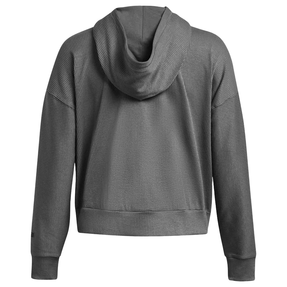 Grey - Back - Under Armour Womens-Ladies Journey Ribbed Oversized Hoodie