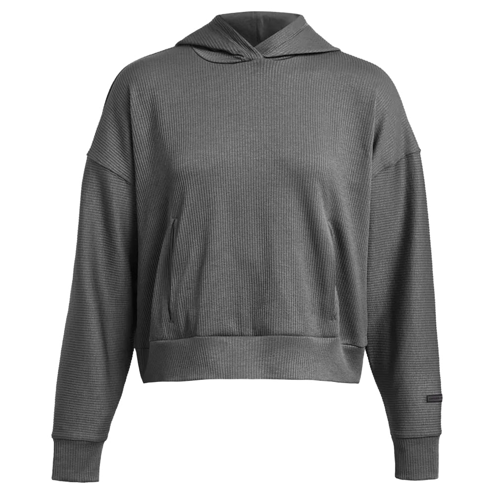 Grey - Front - Under Armour Womens-Ladies Journey Ribbed Oversized Hoodie