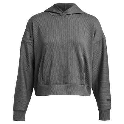 Grey - Front - Under Armour Womens-Ladies Journey Ribbed Oversized Hoodie