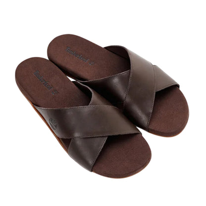 Gaucho - Lifestyle - Timberland Mens Cross Strap Leather Flat Sliders