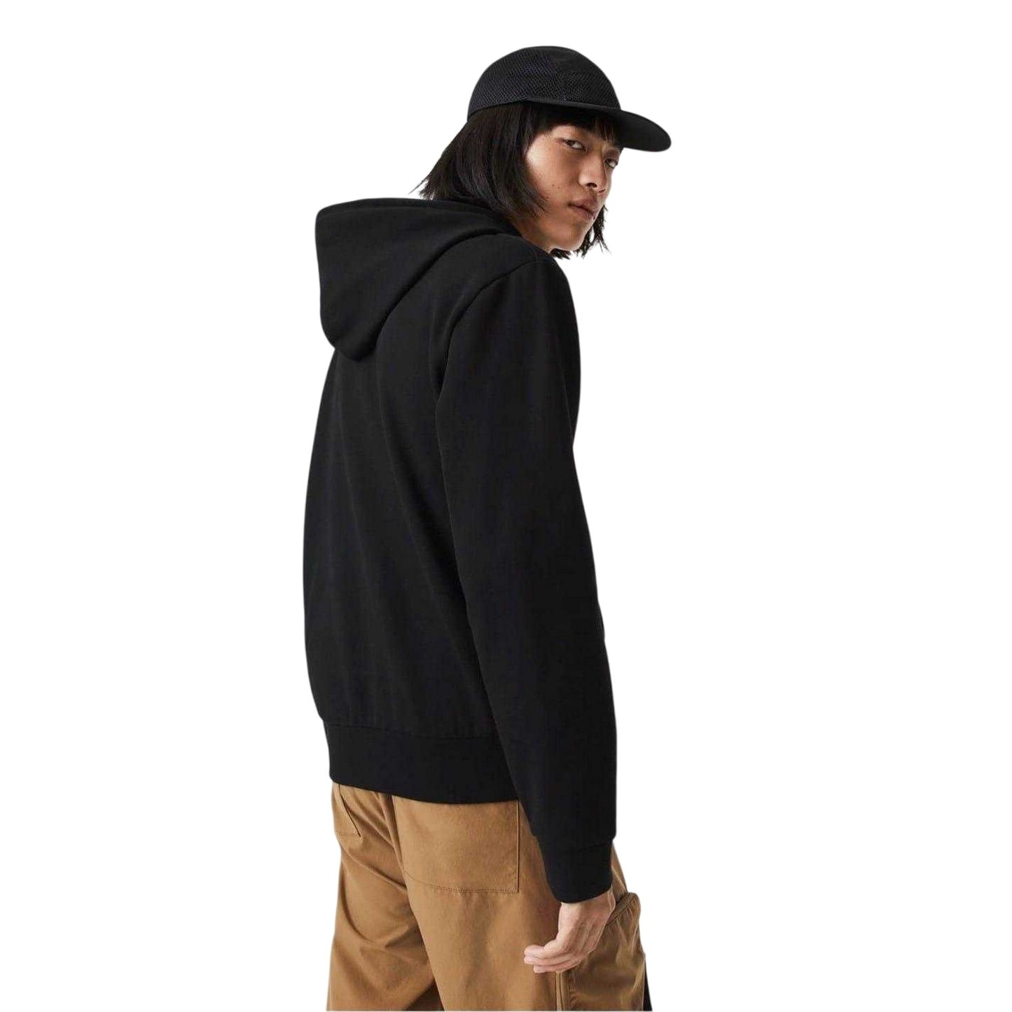 Black - Back - Lacoste Mens Basic Pullover Hoodie