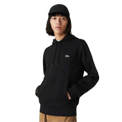 Black - Side - Lacoste Mens Basic Pullover Hoodie