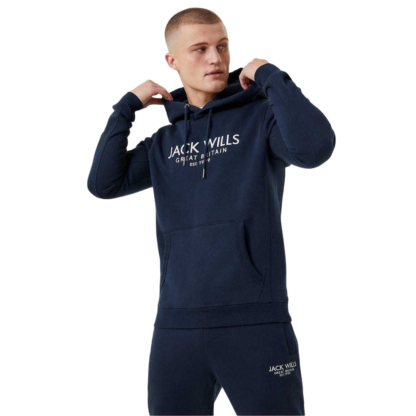 Navy - Front - Jack Wills Mens Batsford Logo Hoodie