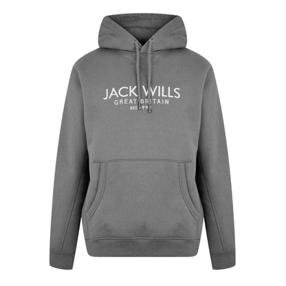 Slate - Front - Jack Wills Mens Batsford Logo Hoodie