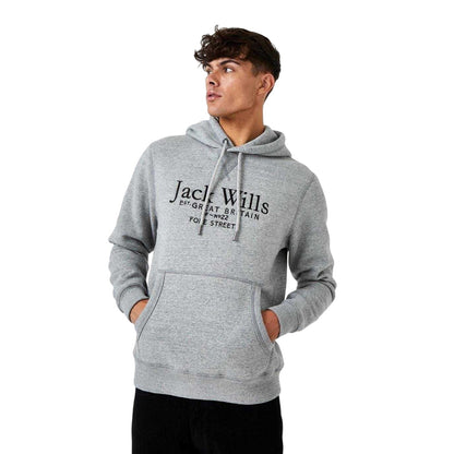Grey Marl - Front - Jack Wills Mens Batsford Logo Hoodie
