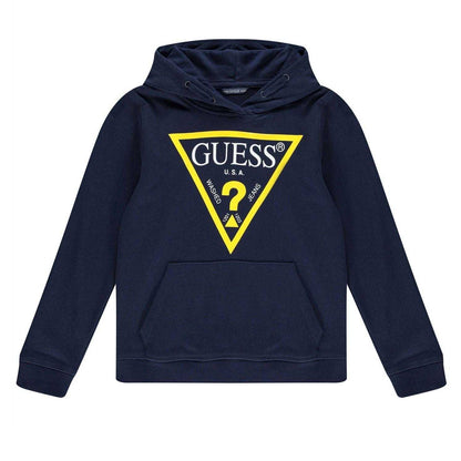 Blue - Front - Guess Childrens-Kids Oth Logo Drawstring Hoodie
