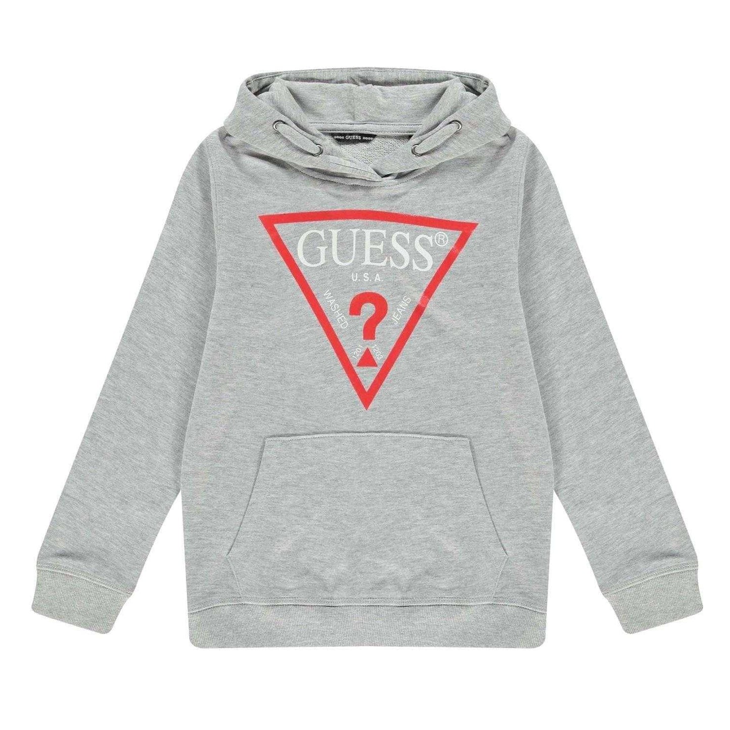 Grey - Front - Guess Childrens-Kids Oth Logo Drawstring Hoodie