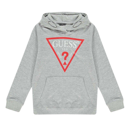 Grey - Front - Guess Childrens-Kids Oth Logo Drawstring Hoodie