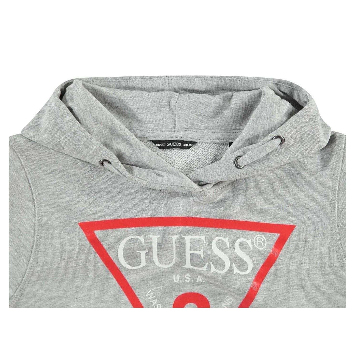 Grey - Side - Guess Childrens-Kids Oth Logo Drawstring Hoodie