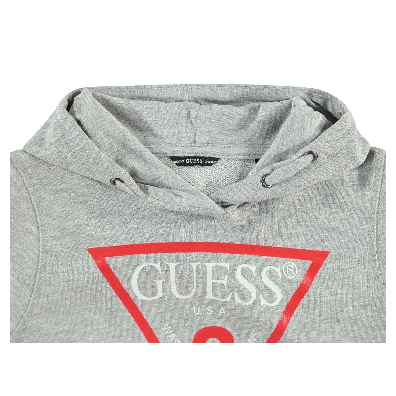 Grey - Side - Guess Childrens-Kids Oth Logo Drawstring Hoodie