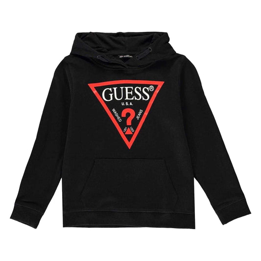 Black - Front - Guess Childrens-Kids Oth Logo Drawstring Hoodie