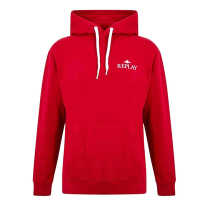 Red - Front - Replay Mens Logo Cotton Hoodie