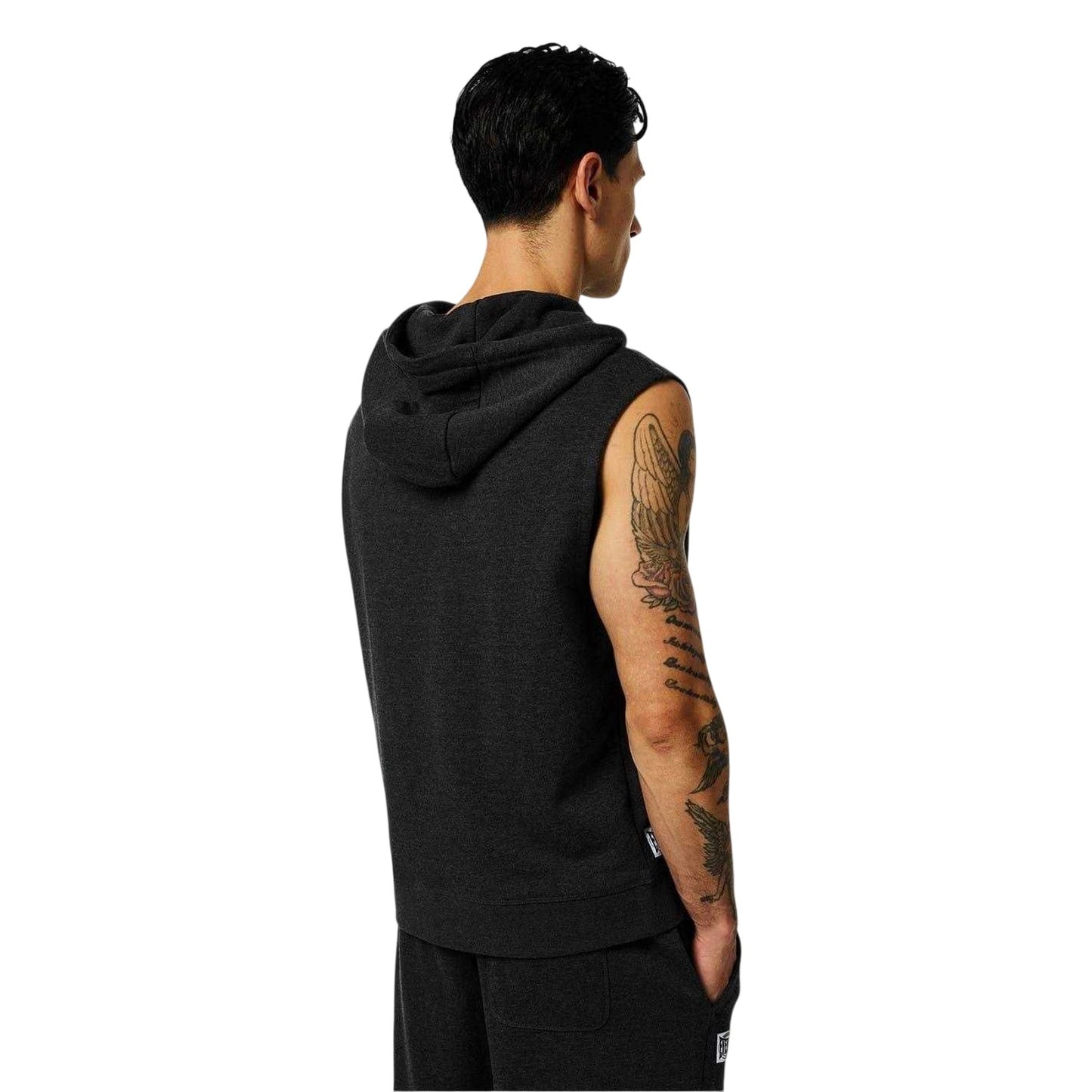 Charcoal - Back - Everlast Mens Box Logo Sleeveless Full Zip Hoodie