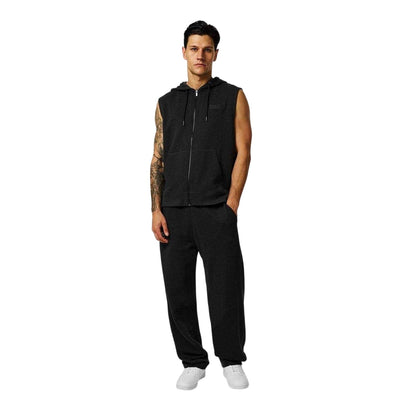 Charcoal - Pack Shot - Everlast Mens Box Logo Sleeveless Full Zip Hoodie