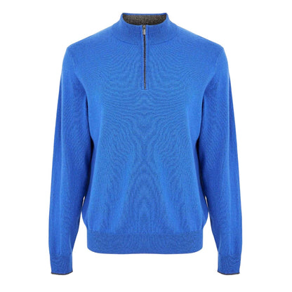 Lapis Blue - Front - Callaway Mens Knitted Funnel Neck Sweater Top