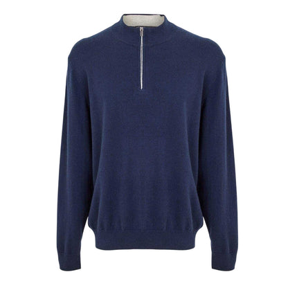 Peacoat-Cashmere - Front - Callaway Mens Knitted Funnel Neck Sweater Top