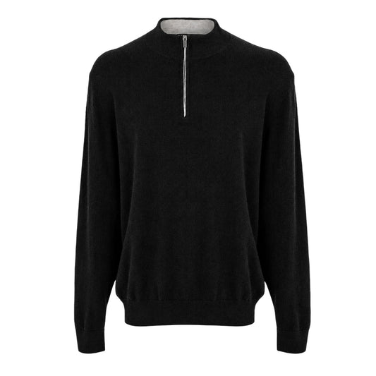 Flannel Grey Heather - Front - Callaway Mens Knitted Funnel Neck Sweater Top