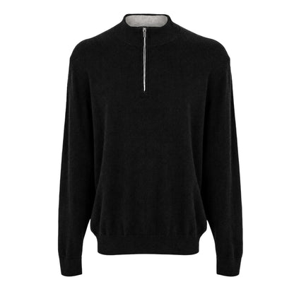 Flannel Grey Heather - Front - Callaway Mens Knitted Funnel Neck Sweater Top