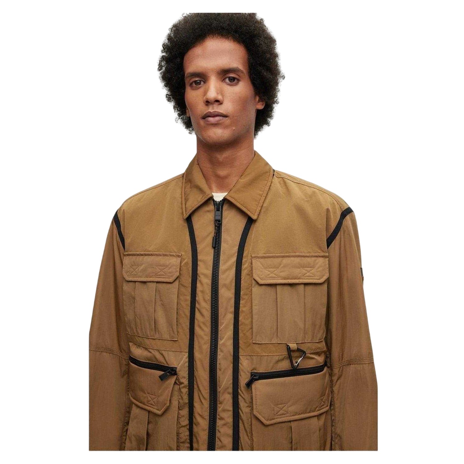 Beige - Side - Boss Mens Cargo Jacket