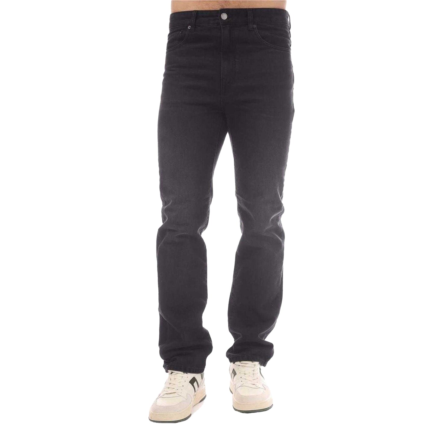 Black - Front - Belstaff Mens Leather Patch Straight Jeans