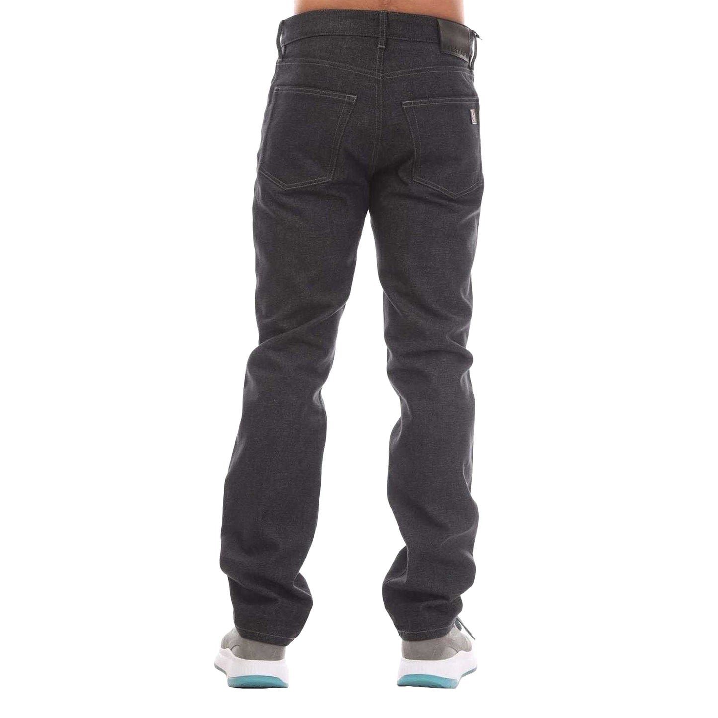 Grey - Back - Belstaff Mens Longton Leather Patch Regular Jeans