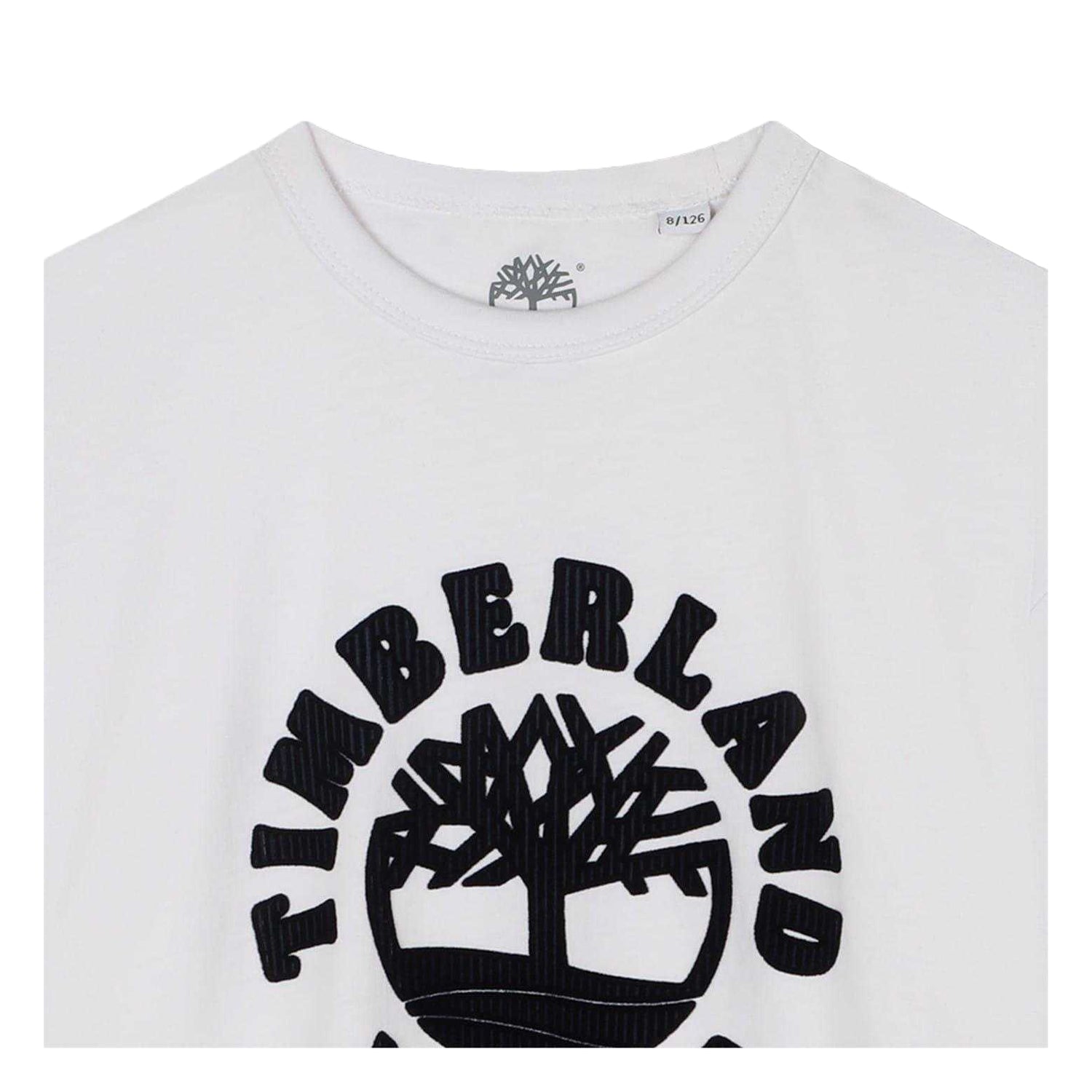 White - Side - Timberland Childrens-Kids Crew Neck T-Shirt