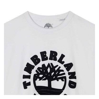 White - Side - Timberland Childrens-Kids Crew Neck T-Shirt