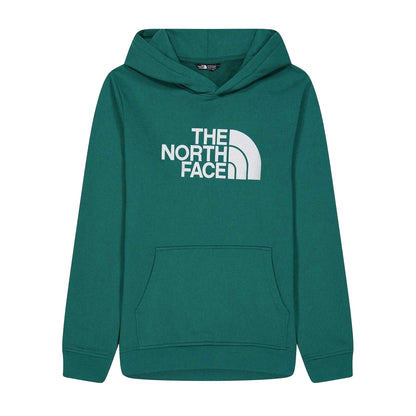 Green - Front - The North Face Boys Drew Peak Cotton Fleece Lined Relaxed Fit Hoodie