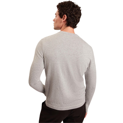 Light Grey - Back - Ted Baker Mens Chevron Ribbed Collar Long-Sleeved Jumper