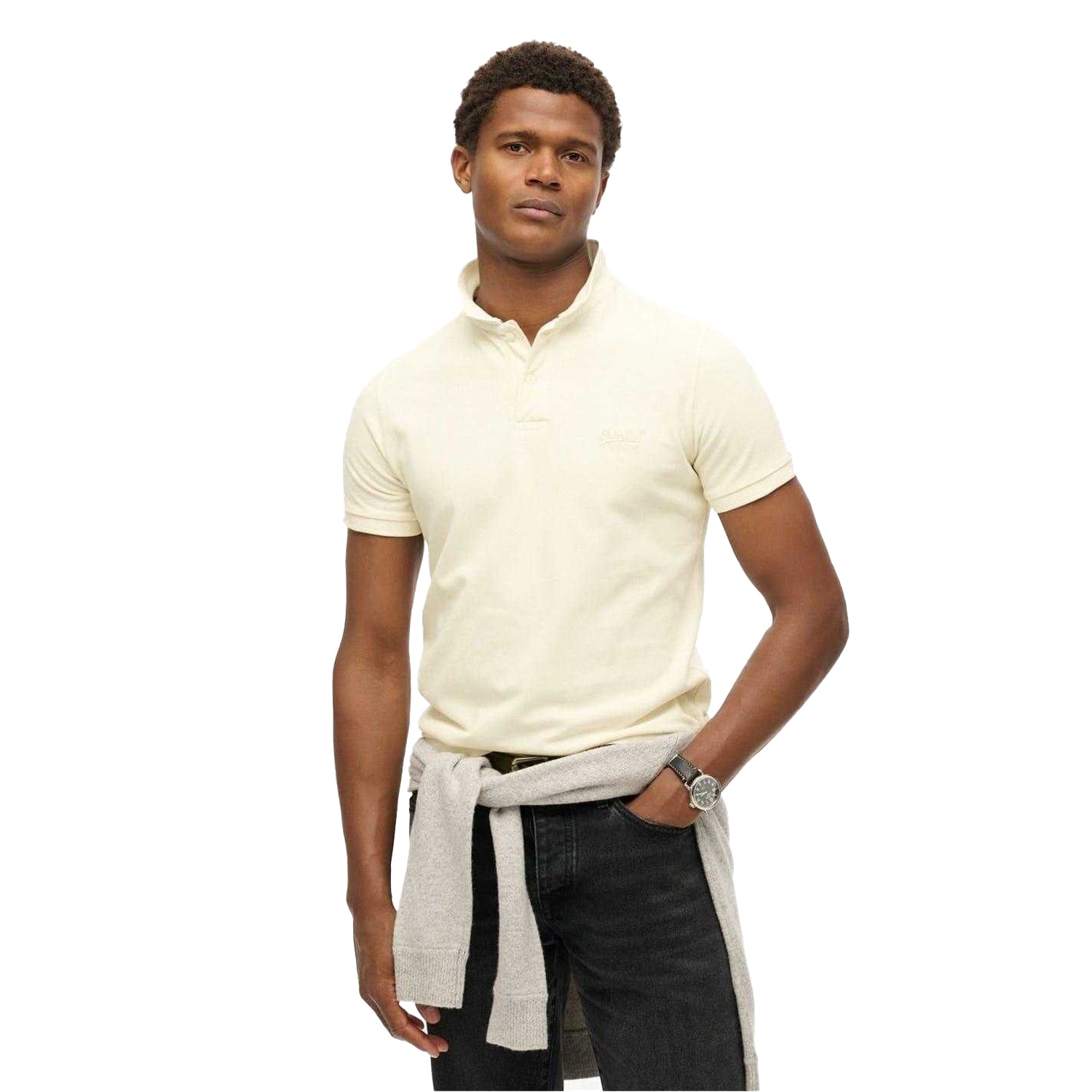 White - Lifestyle - Superdry Mens Short-Sleeved Polo Shirt