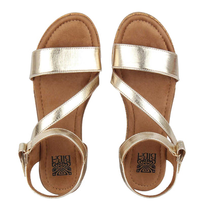 Gold - Side - Biba Womens-Ladies Wedge Sandals