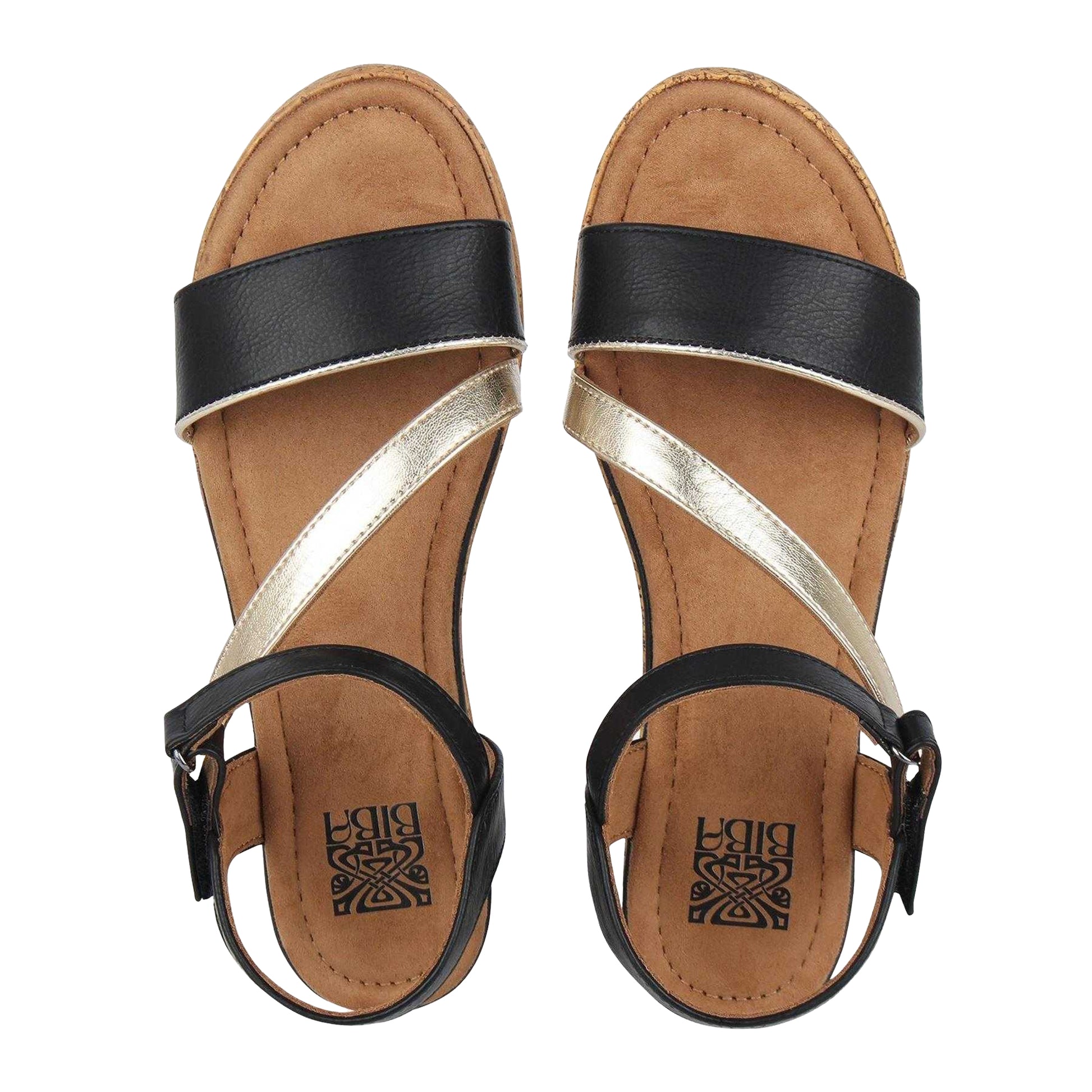 Black - Side - Biba Womens-Ladies Wedge Sandals