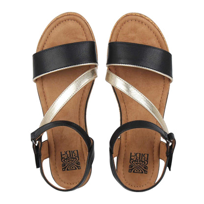 Black - Side - Biba Womens-Ladies Wedge Sandals