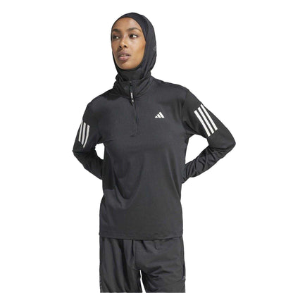 Black - Side - Adidas Womens-Ladies Own The Run Half Zip Top