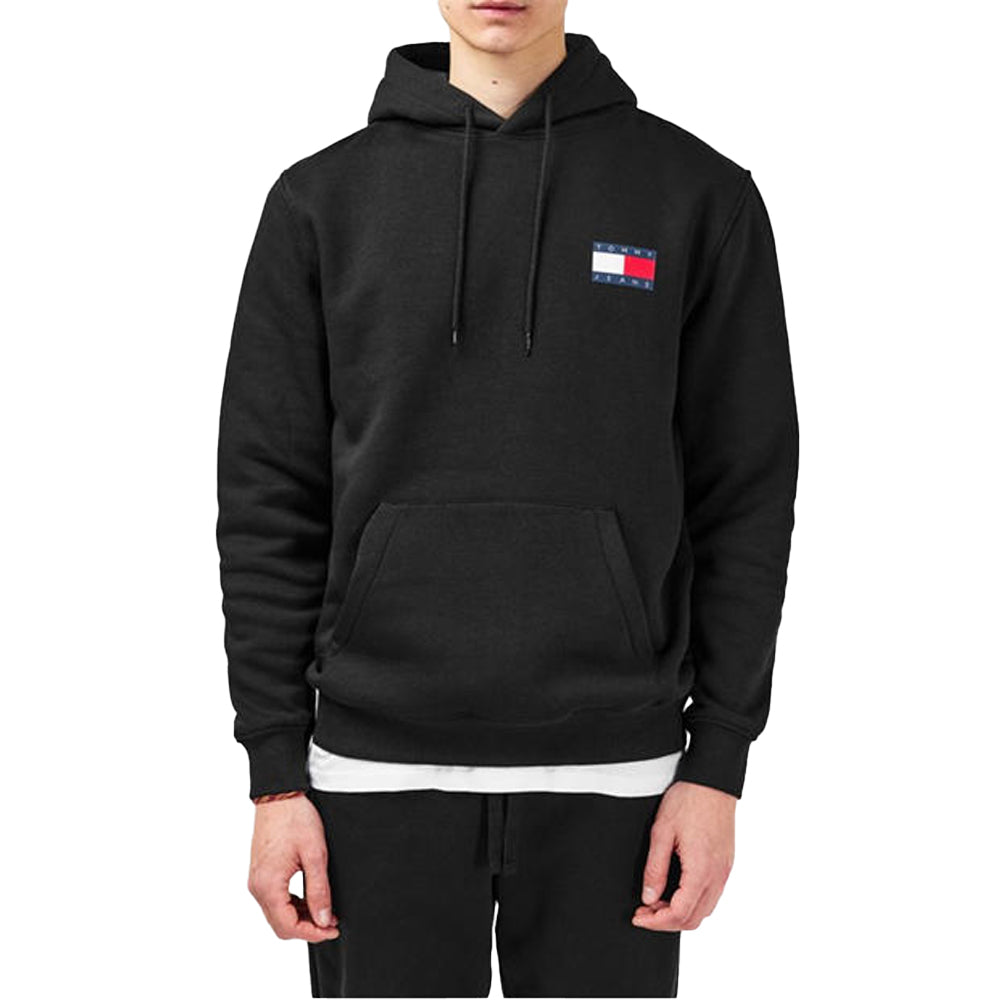Black - Side - Tommy Jeans Mens Essential Cotton Hoodie