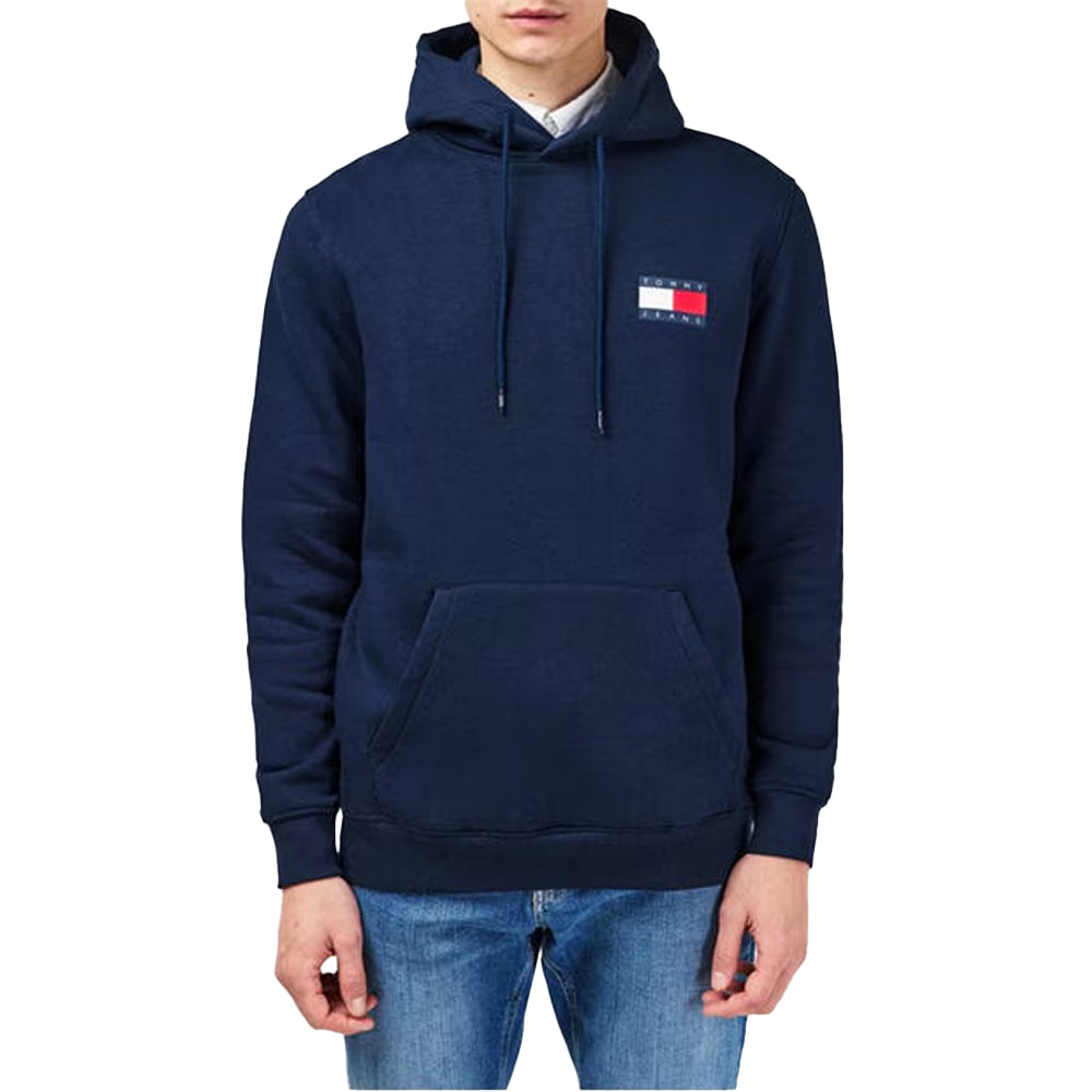 Navy - Side - Tommy Jeans Mens Essential Cotton Hoodie
