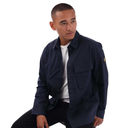 Navy - Lifestyle - Belstaff Mens Cotton Point Collar Shirt