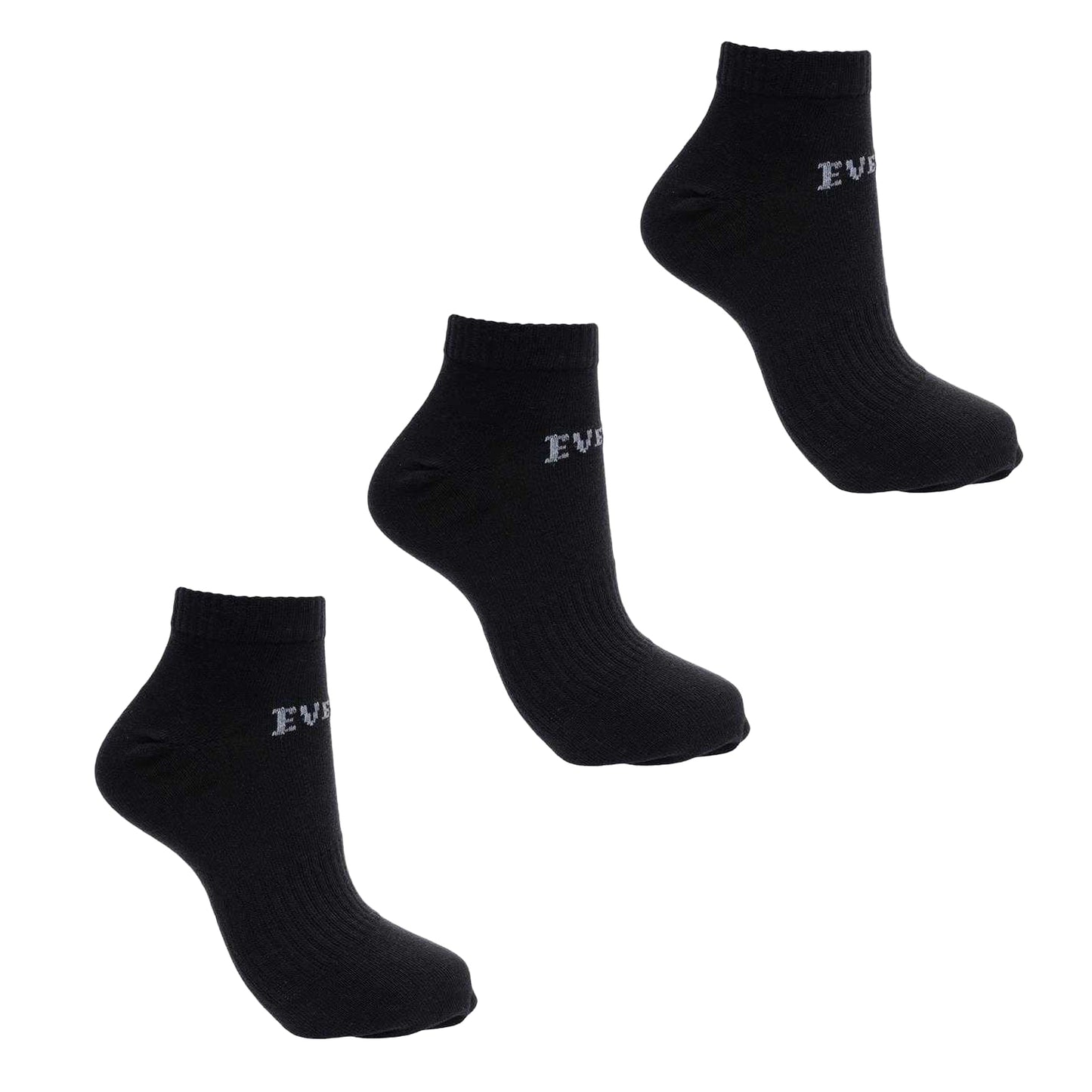 Black - Front - Everlast Mens Logo Trainer Socks (Pack of 3)