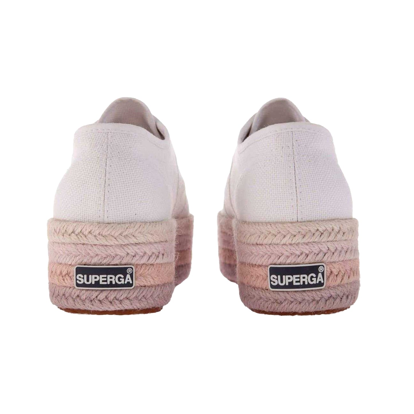 White-Pink - Back - Superga Womens-Ladies Cotton Canvas Platform Flatform Trainers