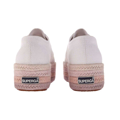 White-Pink - Back - Superga Womens-Ladies Cotton Canvas Platform Flatform Trainers
