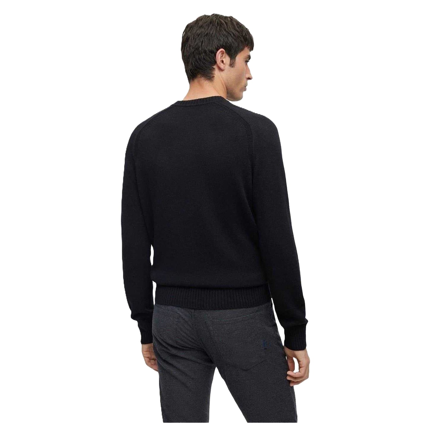 Black - Back - Boss Mens Raglan Long-Sleeved Sweater Top