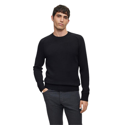 Black - Side - Boss Mens Raglan Long-Sleeved Sweater Top