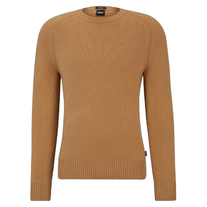 Beige - Front - Boss Mens Raglan Long-Sleeved Sweater Top
