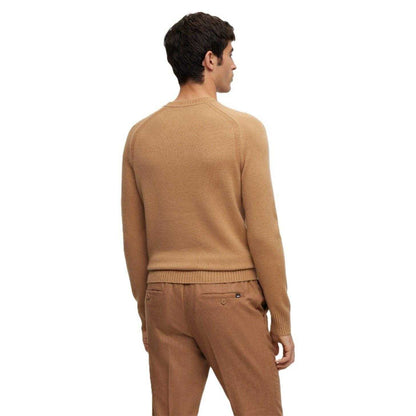 Beige - Back - Boss Mens Raglan Long-Sleeved Sweater Top