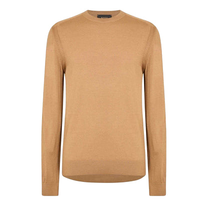 Beige - Front - Boss Mens Ribbed Sweater Top