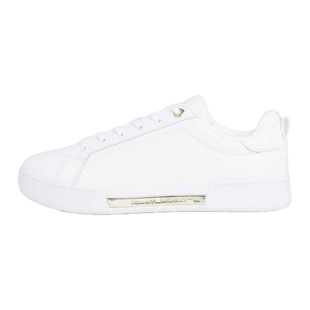 White - Back - Tommy Hilfiger Womens-Ladies Leather Cupsole Court Shoes